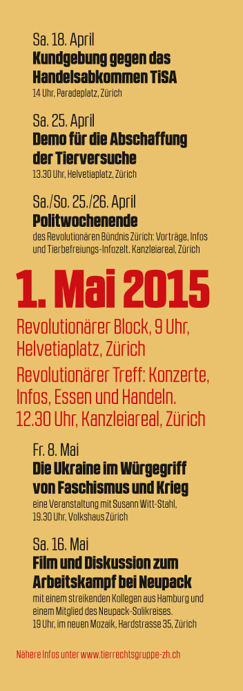 1. Mai 2015 Zürich Tierbefreiung