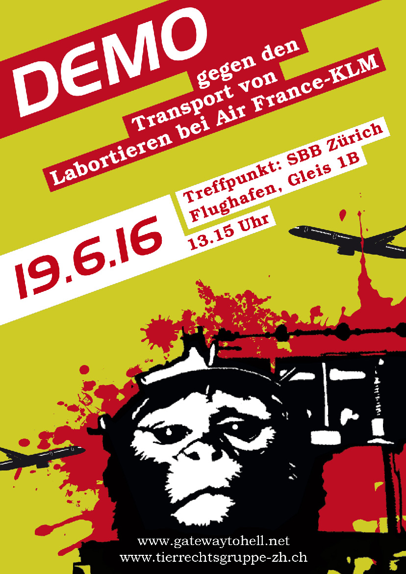 Air France Demo Kundgebung Flughafen Zürich Tierrechtsgruppe Zürich